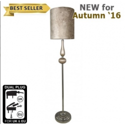 Taupe Pearl Chrome Floor Lamp with 13 inch Crocodile Taupe Shade