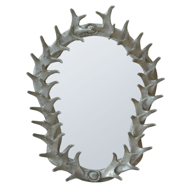 Silver antler frame with bev.mirror