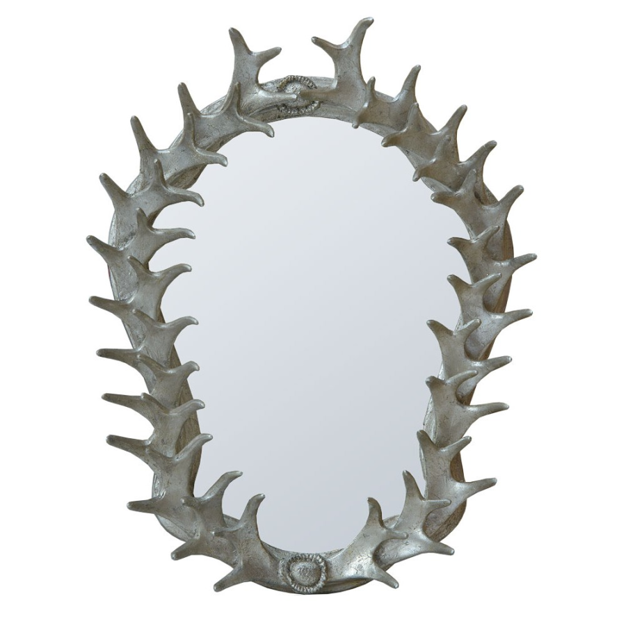 Silver antler frame with bev.mirror