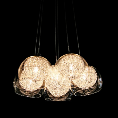 Wire Ball Glass Shade Chandelier