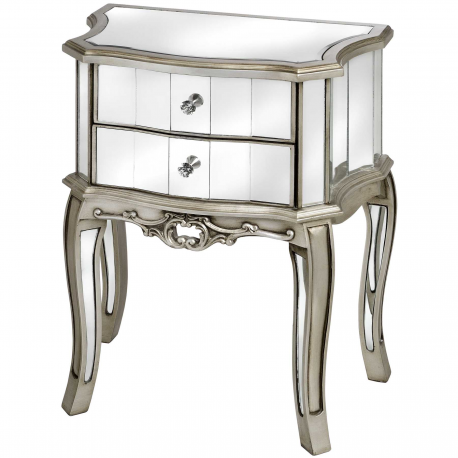 Argente Mirrored Two Drawer Bedside Table