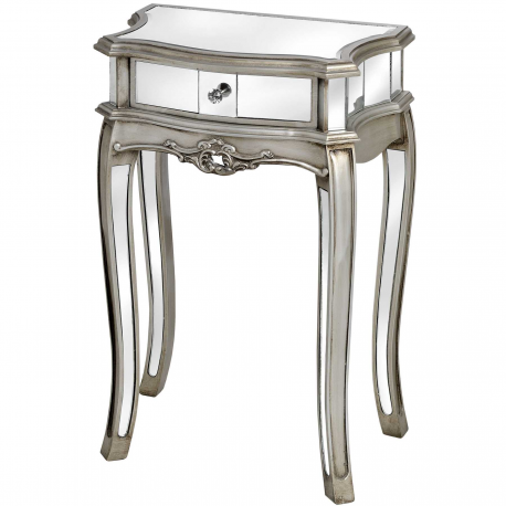 Argente Mirrored 1 Drawer Lamp Table