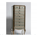 Gold Egdged Antiqued Glass Tall Chest of Drawers