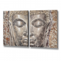 Two Piece Silver Buddha Head