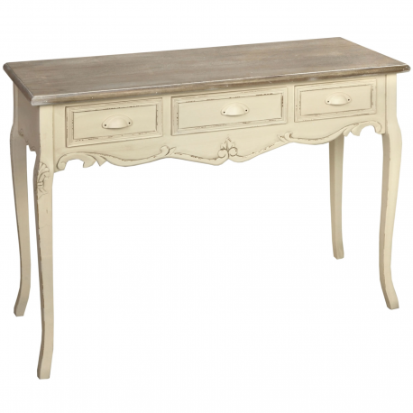 Country Three Drawer Console Table