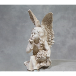 Antiqued White Sitting Angel