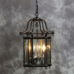 Antiqued Black And Chrome Traditional Lantern Ceiling Light