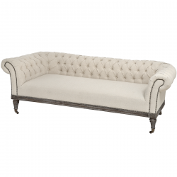 Natural Linen Three Seater Chesterfield