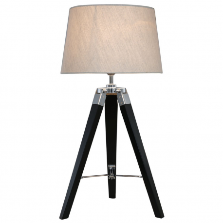 Black Hollywood Table Lamp With Natural Shade