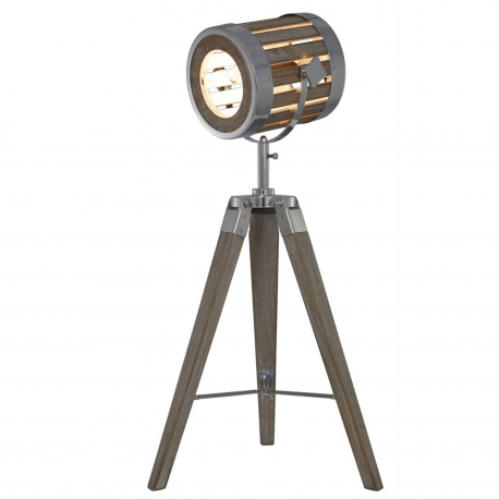 Grey Wood Hollywood Directors Tripod Table Lamp