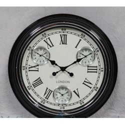 Multi Dial Wall Clock with White Face