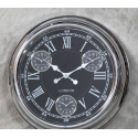 Chrome with Black Face Multi Dial Wall Clock 