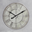 London Large Round Silver Wall Clock With Antiqued Mirror Glass Face