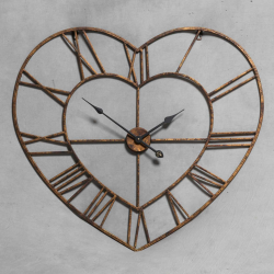 Gold Heart Shaped Skeleton Clock