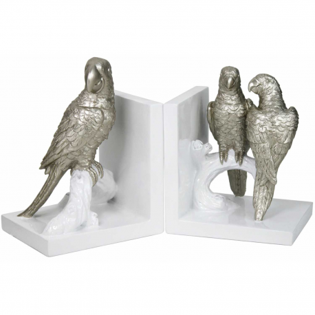 Champagne And White Love Parrots Bookend Set