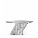 Round Stainless Steel and Glass Turin Dining Table
