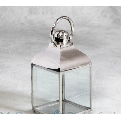 Polished Steel Small Square Glass Lantern