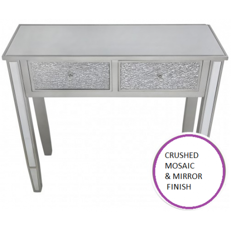 Silver Mosaic Console Table With Champagne Silver Trim