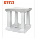 White Manhat Mirror Pillar Leg End Table