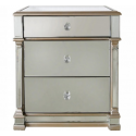 Apollo 3 Drawer Mirror Bedside With Champagne Trim