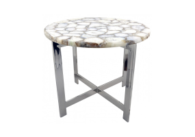 Agate White Stainless Steel End Table