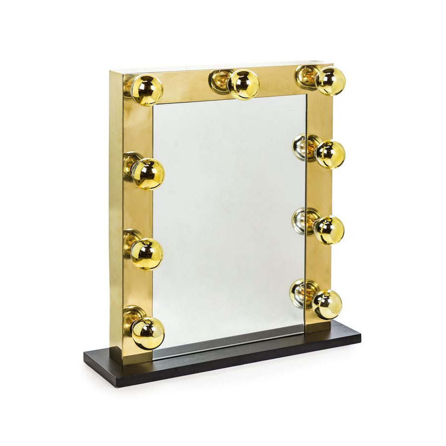 Large Brass Hollywood Table Mirror Large Brass Hollywood Table Mirror