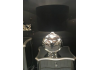 Large Silvered Round Lamp with Black Velvet Shade