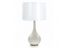 Tall Silvered Glass Lamp with White Double Shade