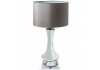 Tall Silvered Glass Lamp with Round Taupe Shade