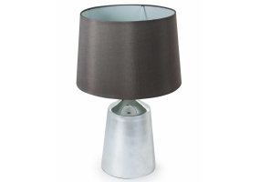 Silvered Glass Lamp with Round Taupe Shade