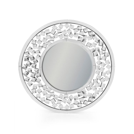 Round Venetian Wall Mirror with Large "Diamond" Detail