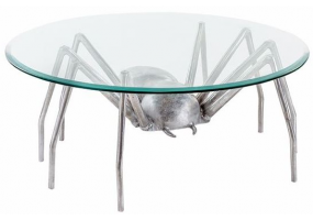 Large Aluminium Spider with Glass Top Coffee Table