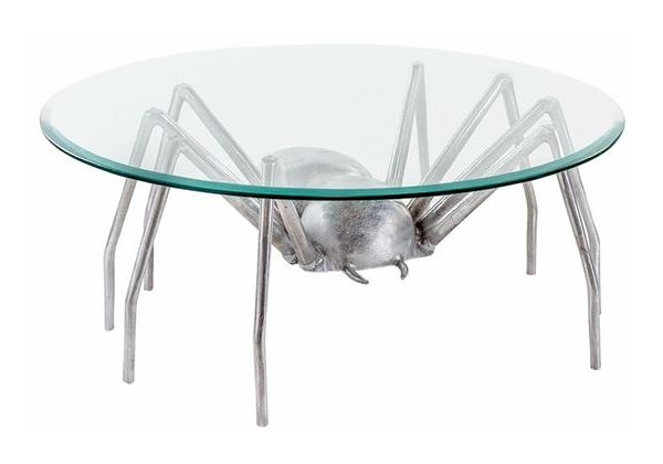 Large Aluminium Spider with Glass Top Coffee Table