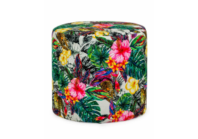 Tropical Fabric Round Footstool