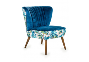 Tropical Blue Velvet Style Winged Occasional Chair