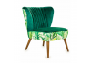 Tropical Green Velvet Style Winged Occasional Chair
