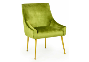 Green Velvet Chair on Brass Legs