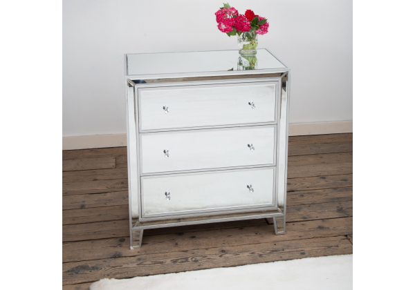 Silver Leaf Mirrors Chest Of 3 Drawers
