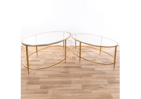 Gold Gilt Leaf Parisienne Metal Nests of Tables