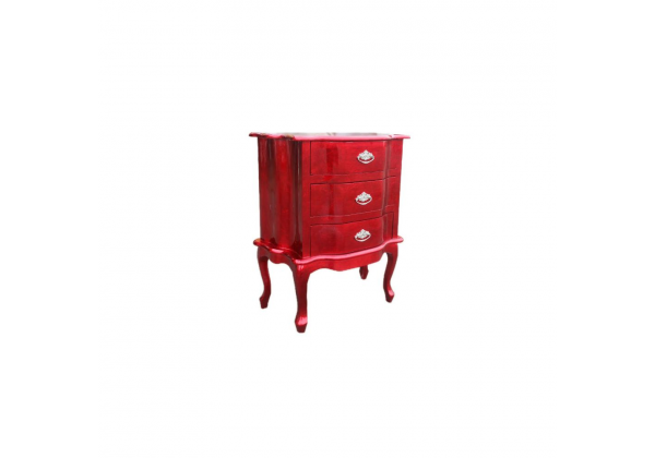 High Gloss Red Bombe Bedside Chest