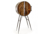 ROUND INDUSTRIAL BAR CABINET WITH RECLAIMED WOOD DOORS