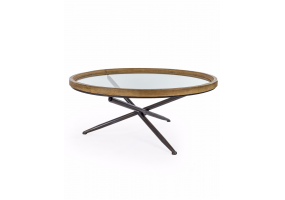 Round Wood with Glass Tripod Base Coffee Table