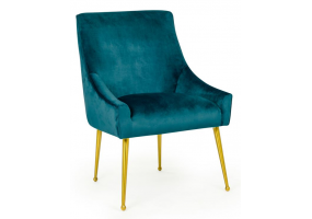 Blue Velvet Chair on Brass Legs