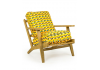 Solid Oak Framed Retro Fabric Arm Chair