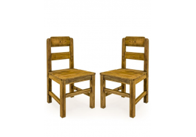 PAIR OF RECLAIMED PINE REFECTORY DINING CHAIRS