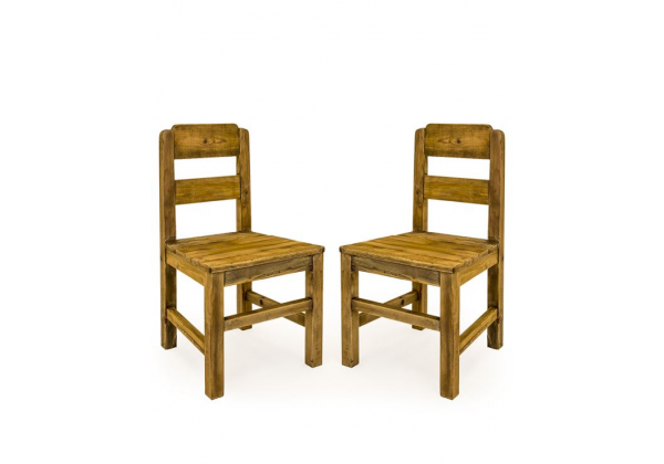 PAIR OF RECLAIMED PINE REFECTORY DINING CHAIRS