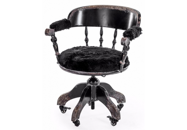 Black Metal "Verne" Traditional Swivel Desk Chair