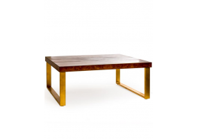 Dark Wooden Coffee Table with Brass Style Detailing