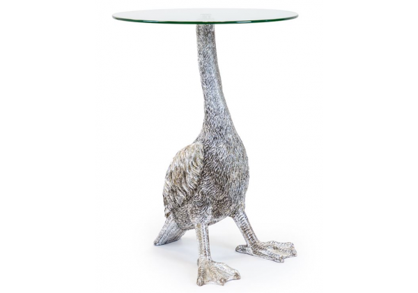 Antiqued Silver Goose Side Table