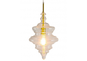Small Shaped Glass Ceiling Pendant with Brass Fittings